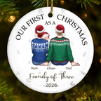 Personalised Baby Ceramic Christmas Ornament - Our First Christmas as a Family of Three