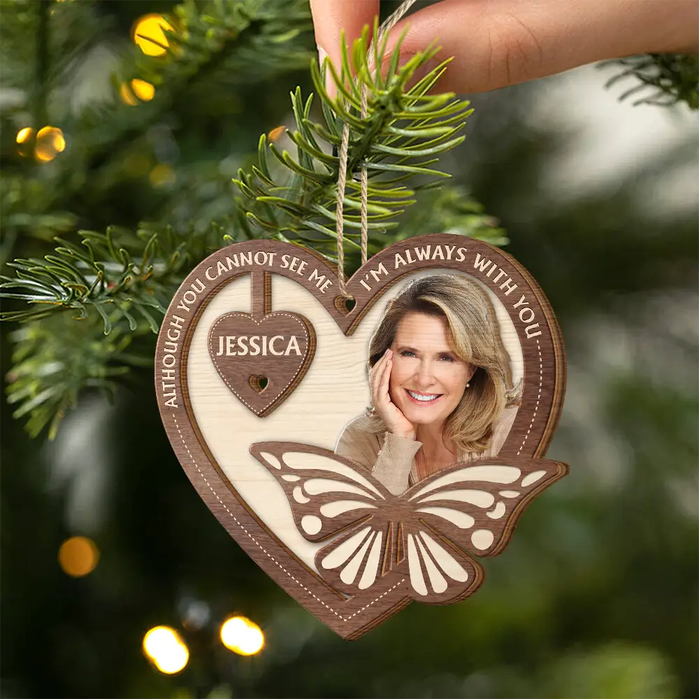Personalised Memorial Wooden Christmas Ornament with Photo
