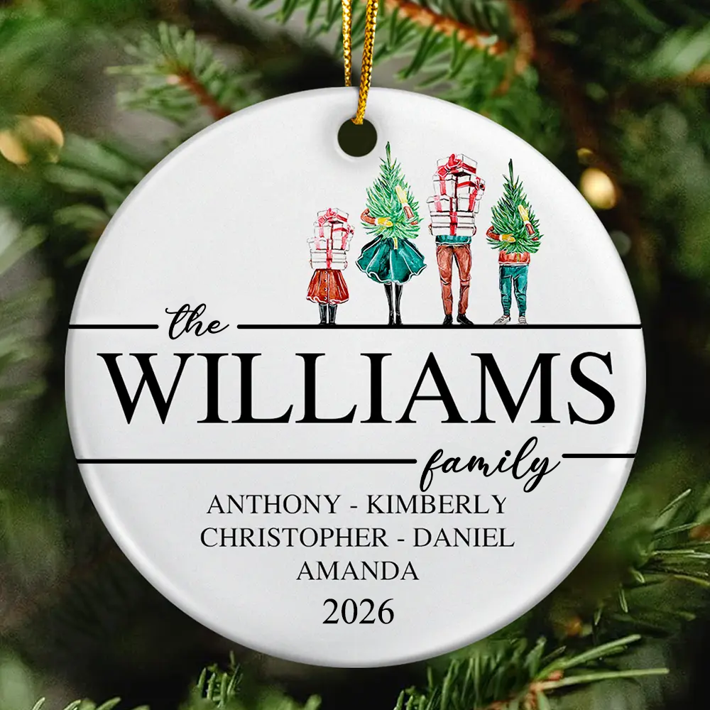 Personalised Family Ceramic Christmas Ornament with Names
