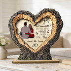 Personalised Couple Layered Wooden Plaque - Heart and Hugging Couple Design