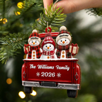 Personalised Family Wooden Christmas Ornament with Names - Snowman Design