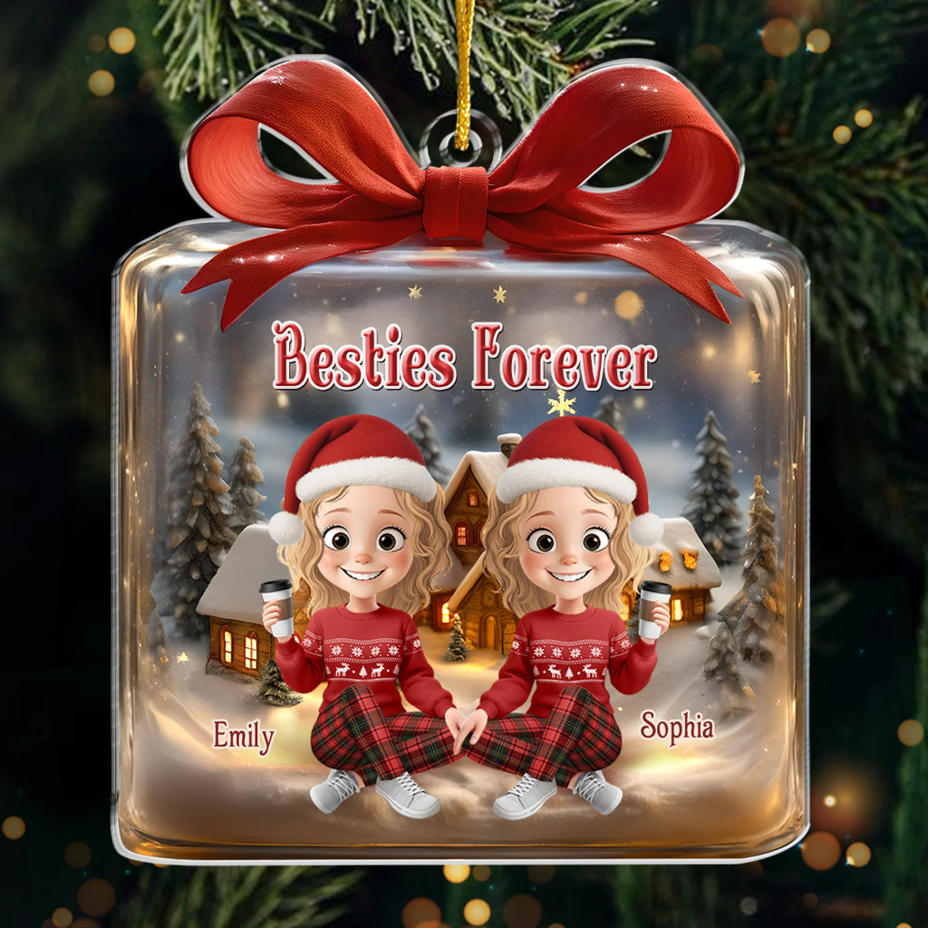 Personalised Acrylic Christmas Ornament for Best Friends & Sisters - Gift Box Design