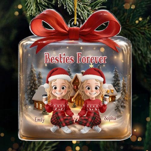 Personalised Acrylic Christmas Ornament for Best Friends & Sisters - Gift Box Design
