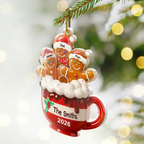 Personalised Family Acrylic Christmas Ornament - Gingerbread Man Design