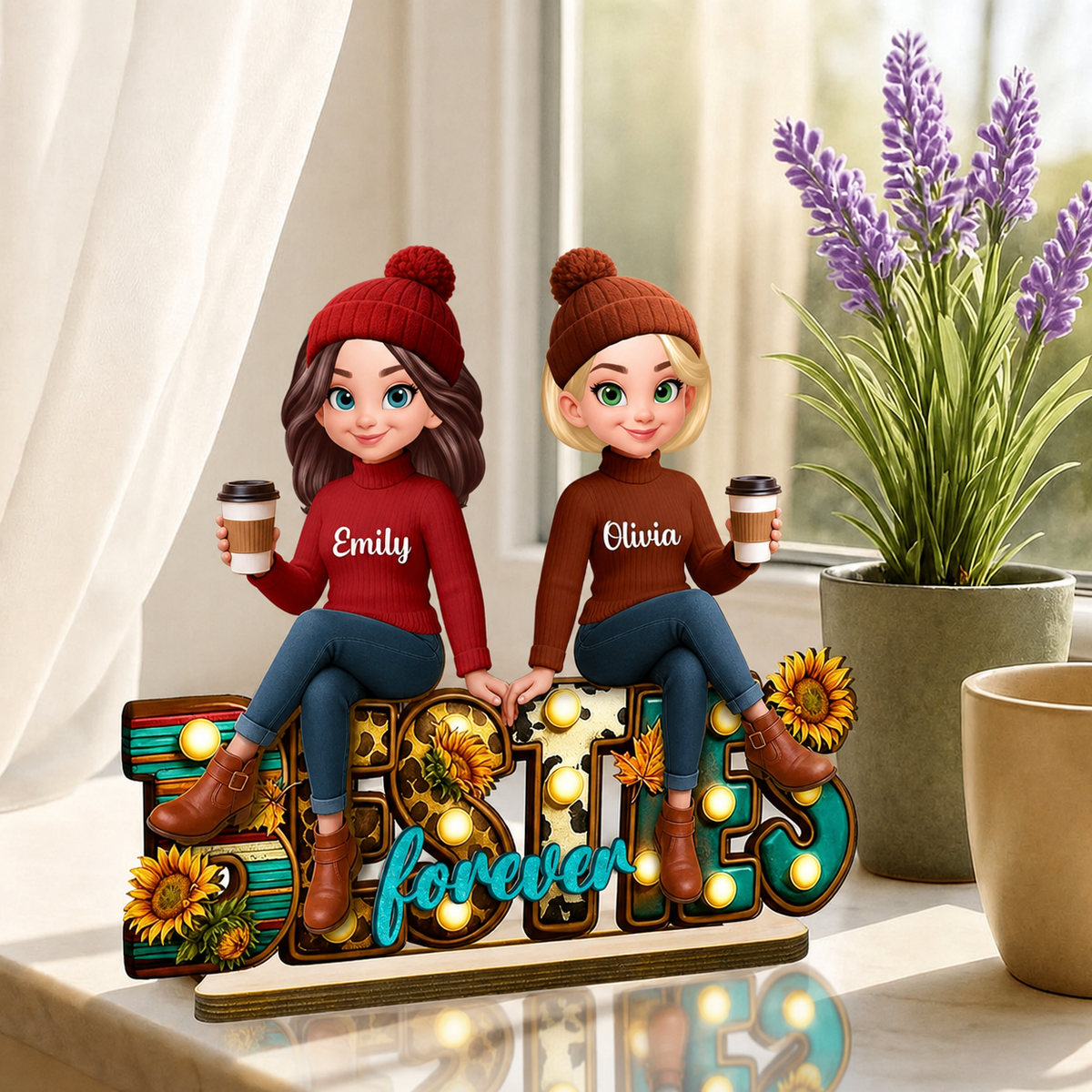 Personalised Besties Layered Wooden Plaque