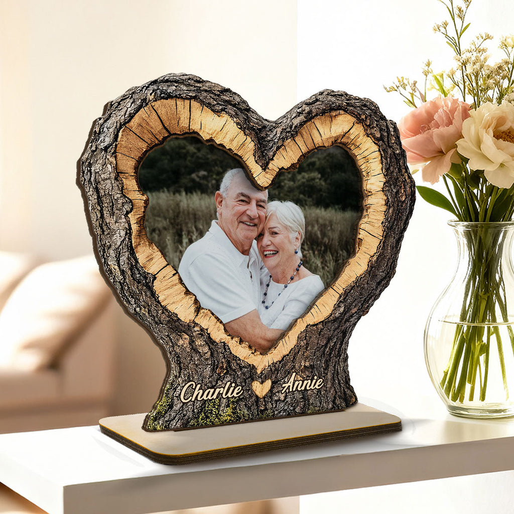 Pesonalised 2-Layer Wooden Plaque with Photo for Couples