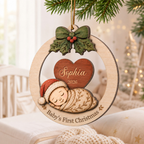 Personalised Baby Wooden Christmas Ornament with Name - Baby's First Christmas