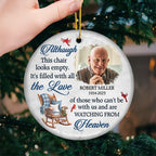 Personalised Memorial Ceramic Christmas Ornament with Photo - Empty Chair Design