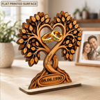 Personalised Couple Wooden Plaque with Name & Date - Tree & Rings Design
