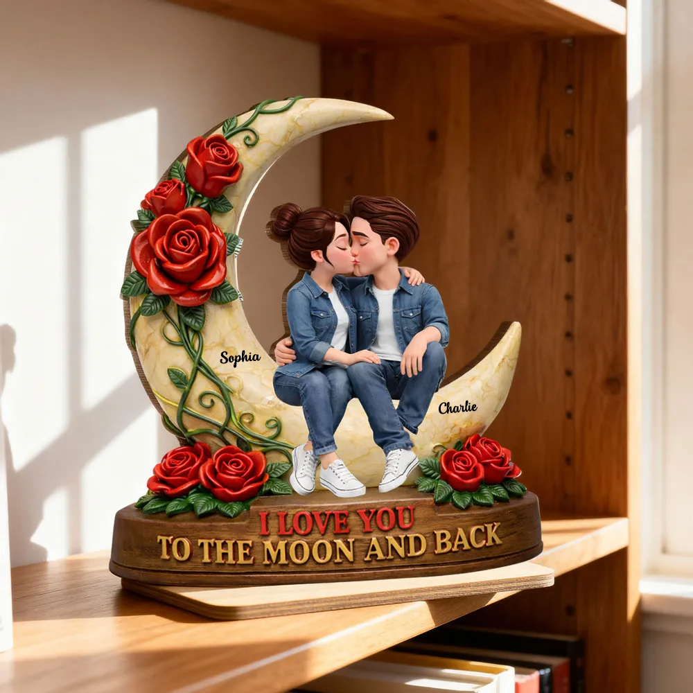 Personalised Couple Wooden Plaque - Love You to the Moon and Back