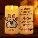Personalised Pet Memorial LED Candle with Photo - Paw Print Design
