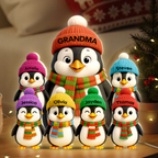 Personalised Grandma LED Light Box with Names - Penguins Design