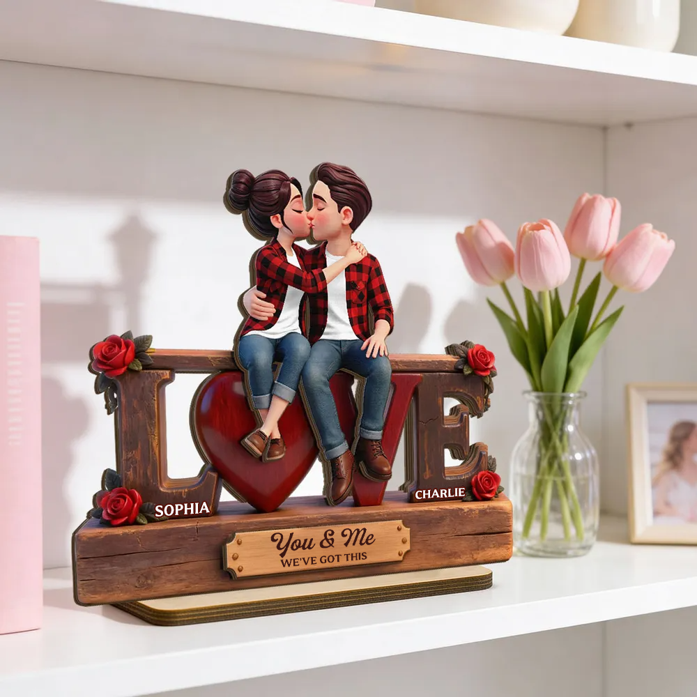 Personalised Anniversary Layered Wooden Plaque for Couples -Love Design