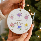 Personalised Ceramic Ornament for Grandma - Birth Flowers Design