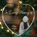 Personalised Memorial Glass Ornament with Photo - "In Loving Memory of"