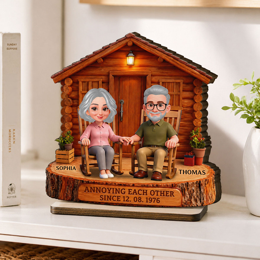 Personalised Anniversary Wooden Plaque - Couple with House Design