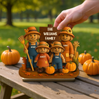 Personalised Family Wooden Plaque - Scarecrow Design