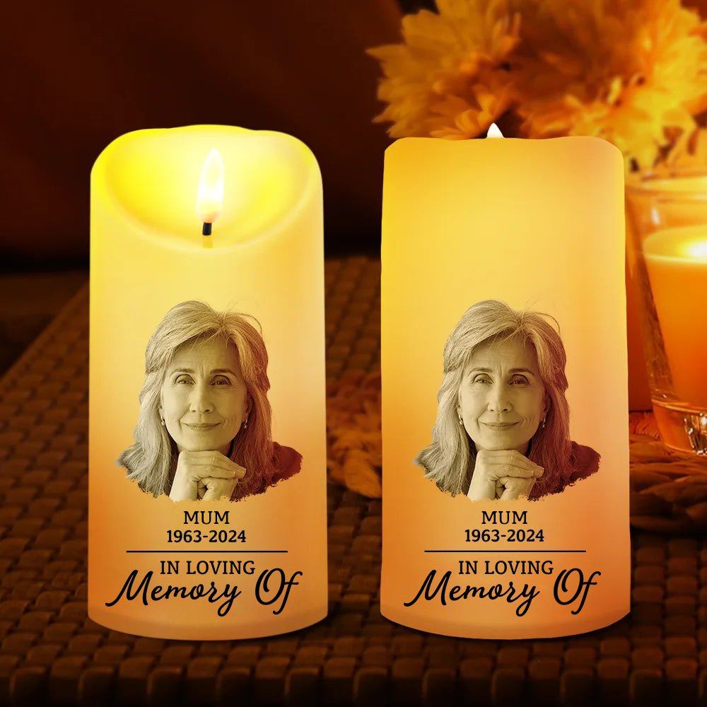 Personalised Memorial LED Candle with Photo & Quote