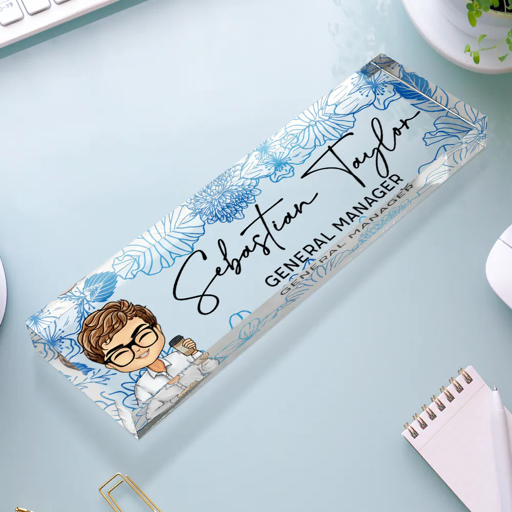 Personalised Office Acrylic Plaque with Name & Job Title - Name Plate Design
