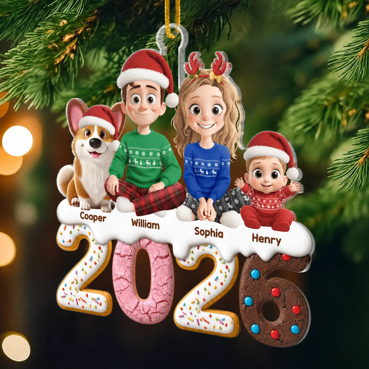 Personalised Family Acrylic Christmas Ornament - 2026 Design