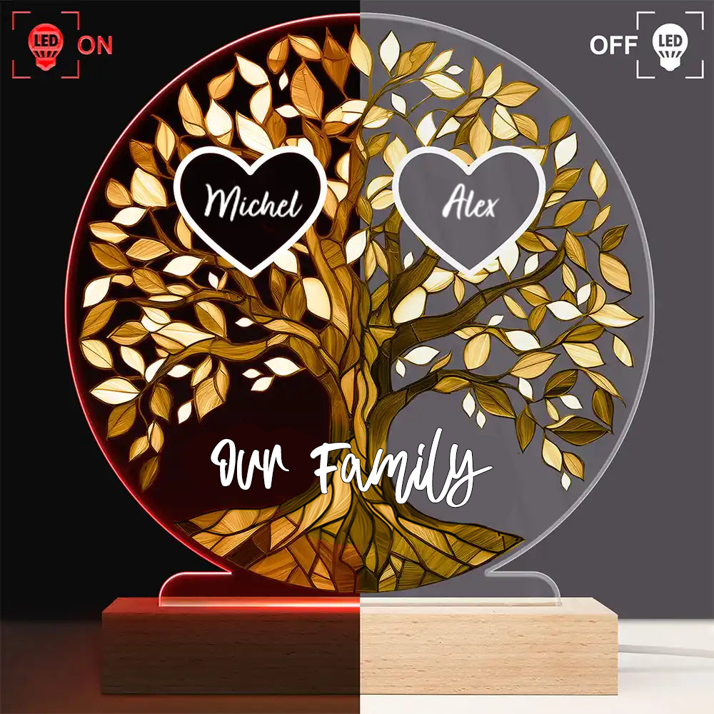 Personalised Night Light with Names - Family Tree Design
