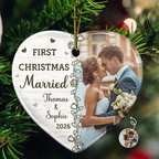 Personalised Couple Ceramic Christmas Ornament - First Christmas Married