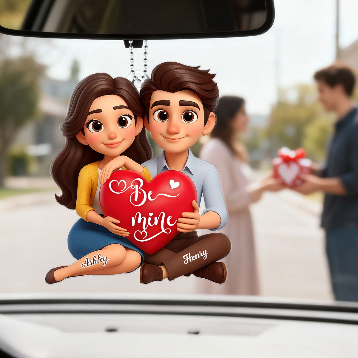 Personalised Acrylic Car Ornament for Couples - Be Mine