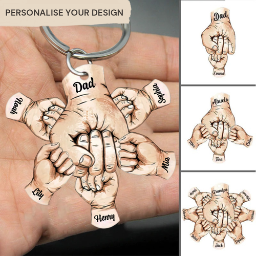 Personalised Acrylic Keyring for Dad - Fist-Bump-Design
