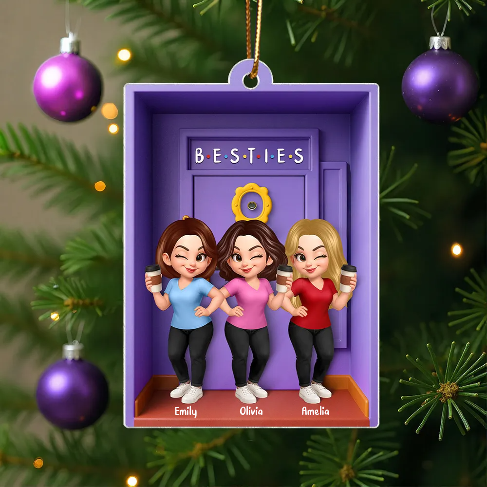 Personalised Acrylic Christmas Ornament for Bestie & Sister - Purple Door Design