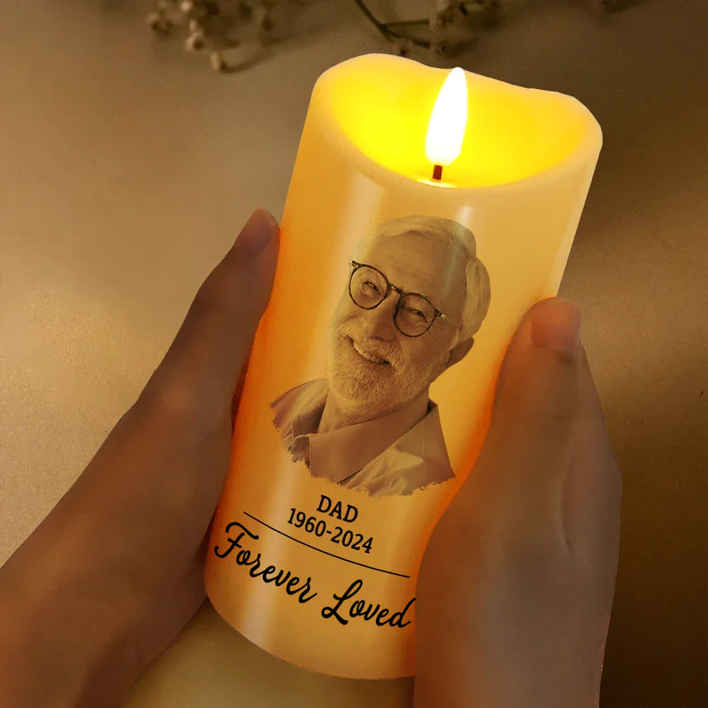 Personalised Memorial LED Candle with Photo & Quote