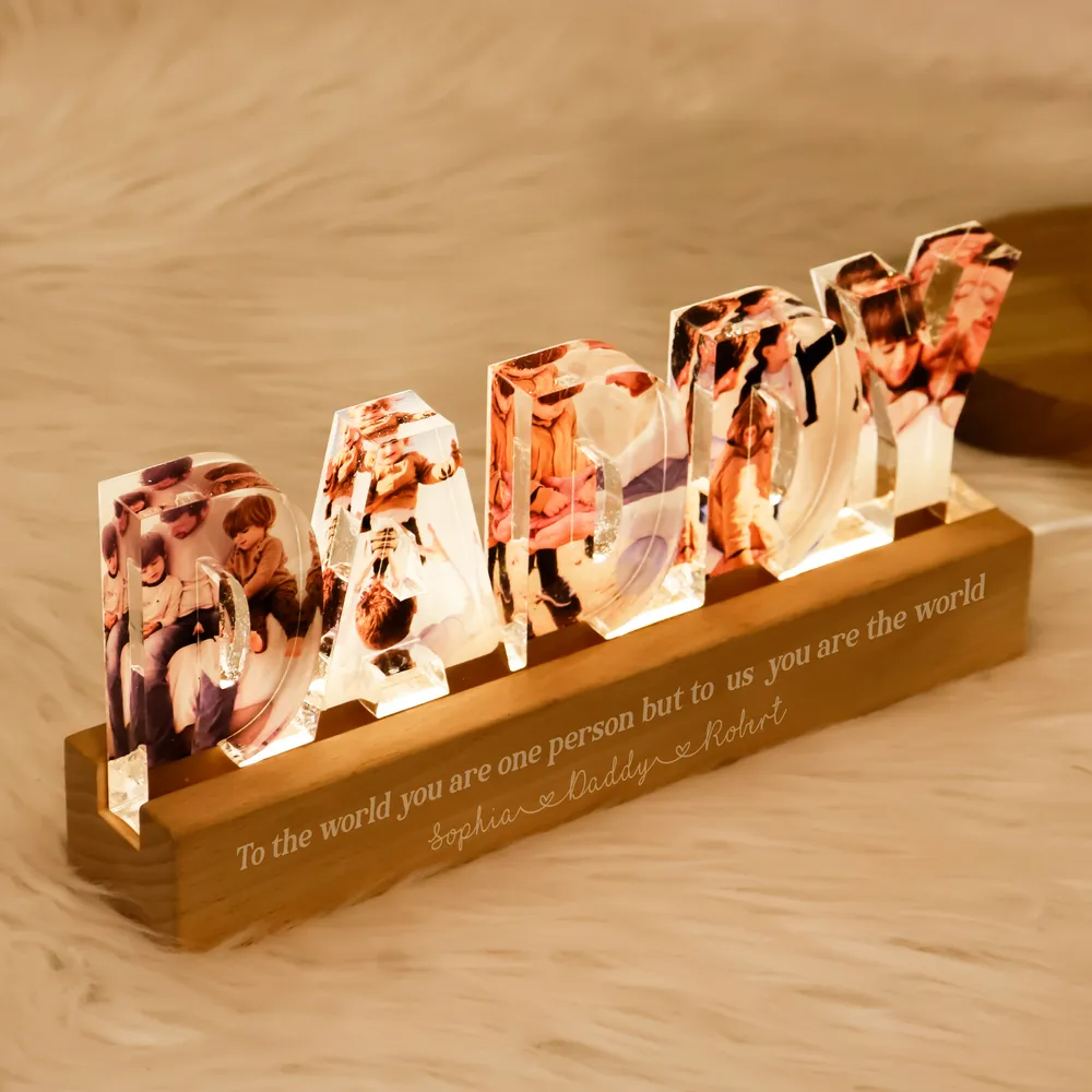 Personalised Daddy LED Night Light with Photos and Text