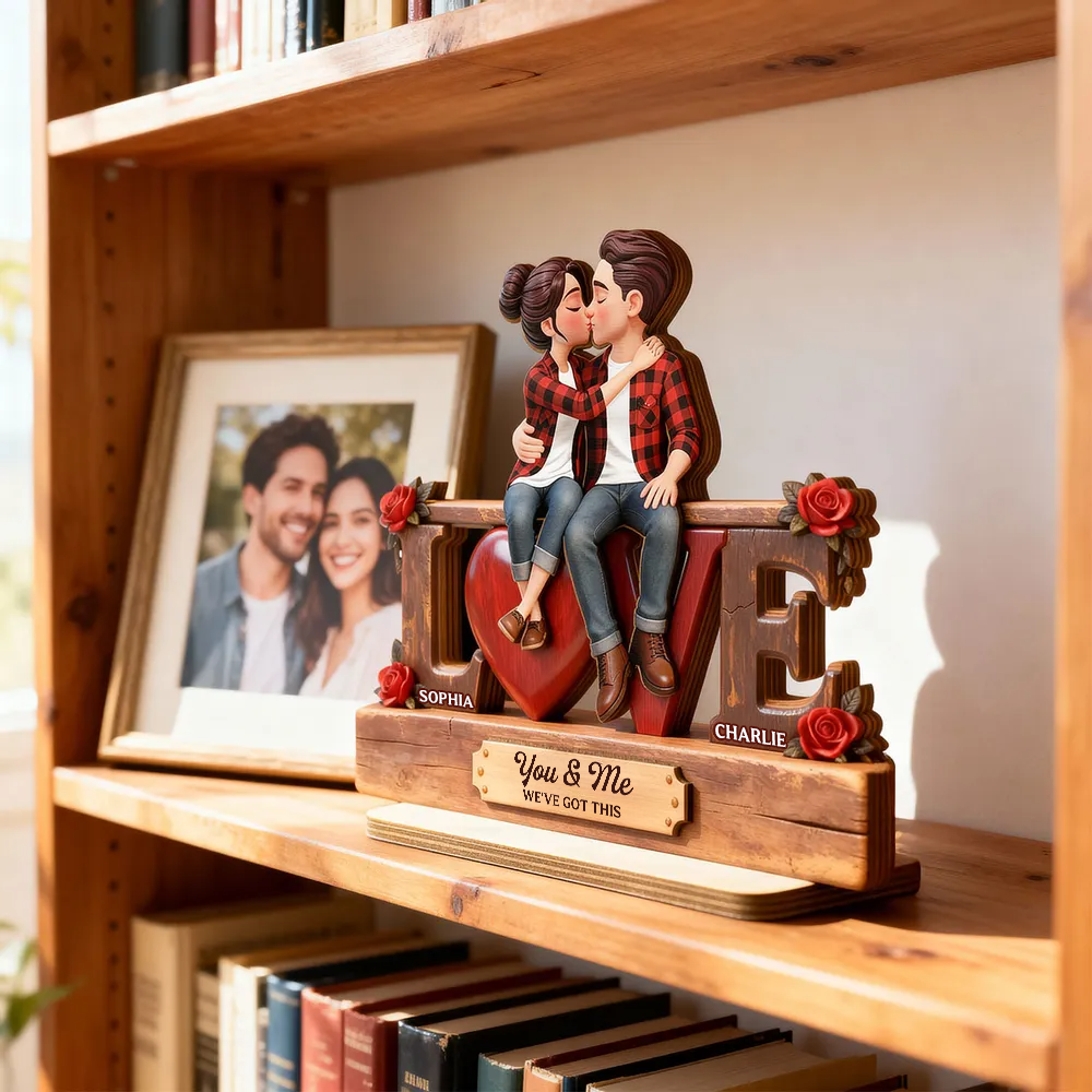 Personalised Anniversary Layered Wooden Plaque for Couples -Love Design