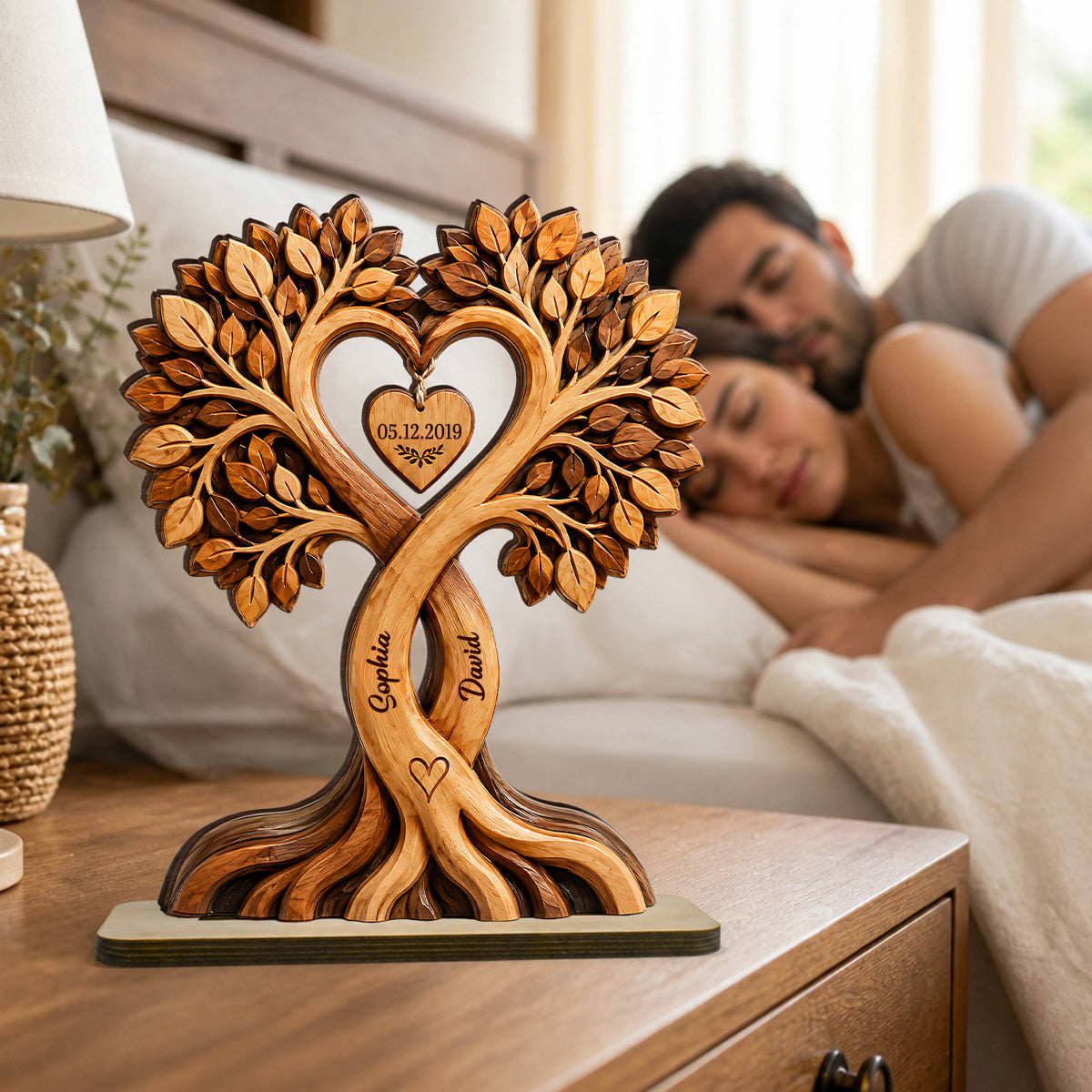 Personalised Anniversary Wooden Plaque for Couples - Tree Design