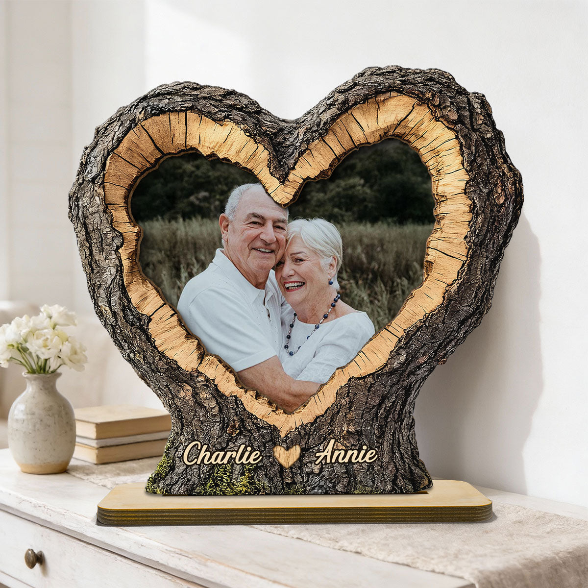 Pesonalised 2-Layer Wooden Plaque with Photo for Couples