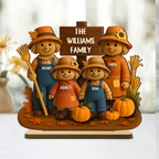Personalised Family Wooden Plaque - Scarecrow Design