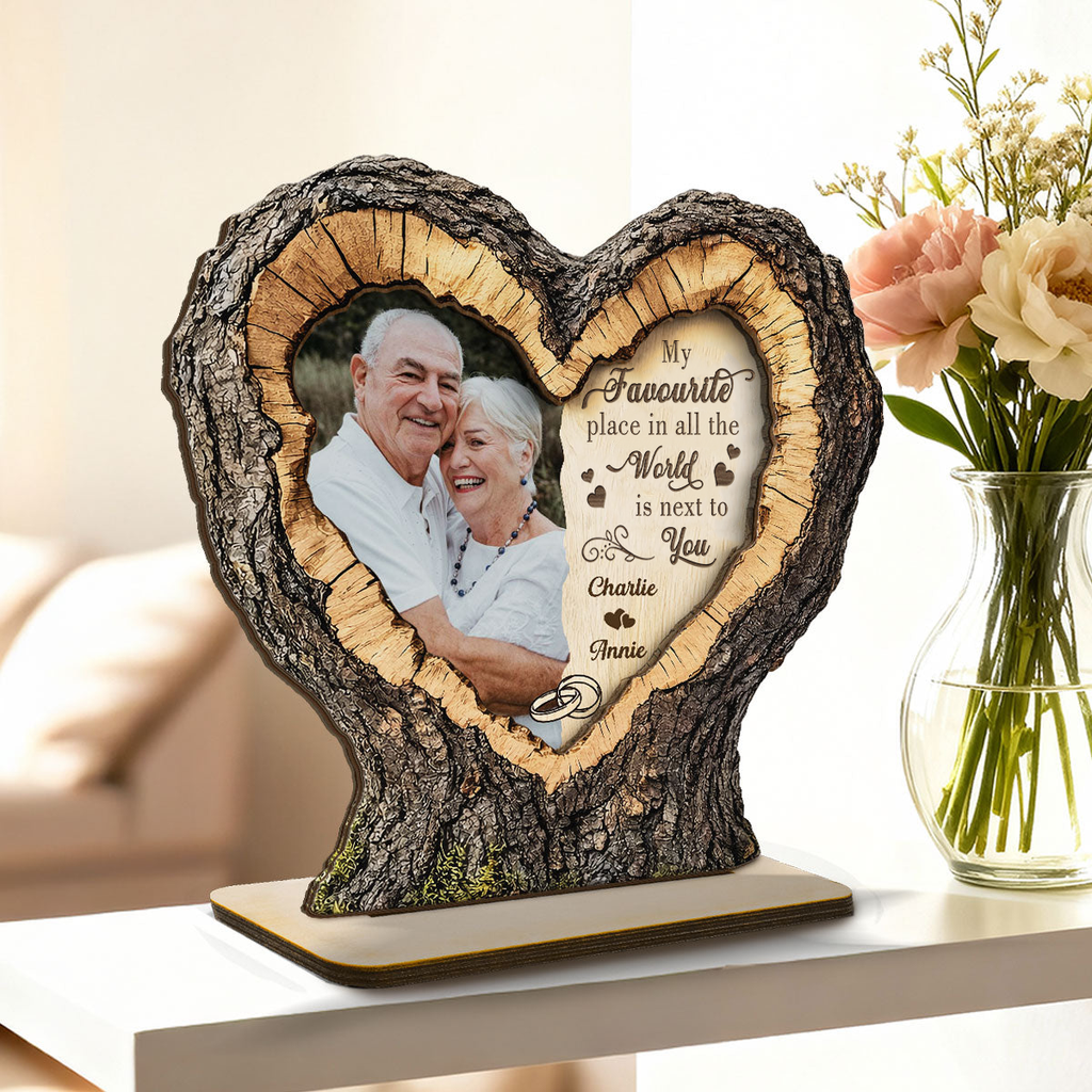 Personalised Couple Layered Wooden Plaque - Heart Design