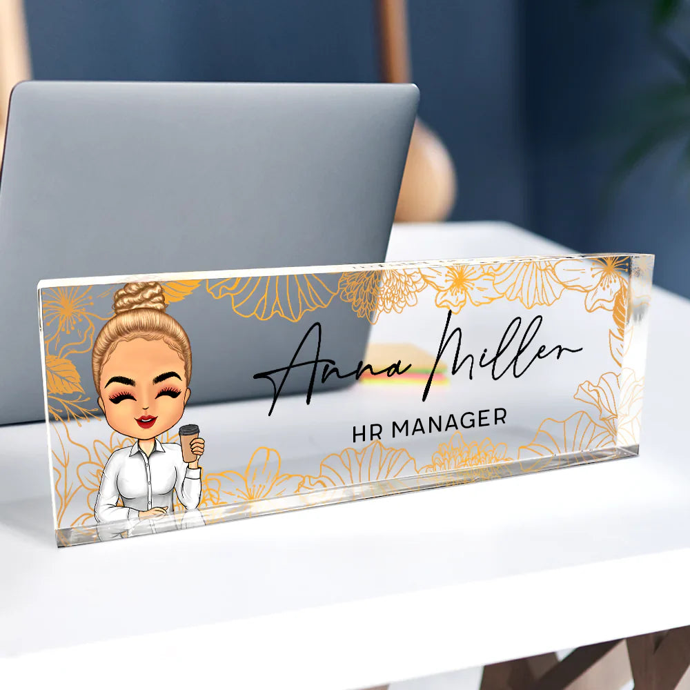 Personalised Office Acrylic Plaque with Name & Job Title - Name Plate Design