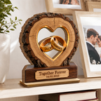 Personalised Anniversary Wooden Plaque for Couples - Ring Design