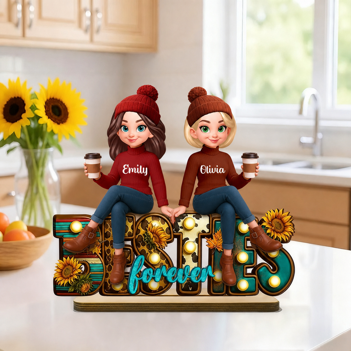 Personalised Besties Layered Wooden Plaque