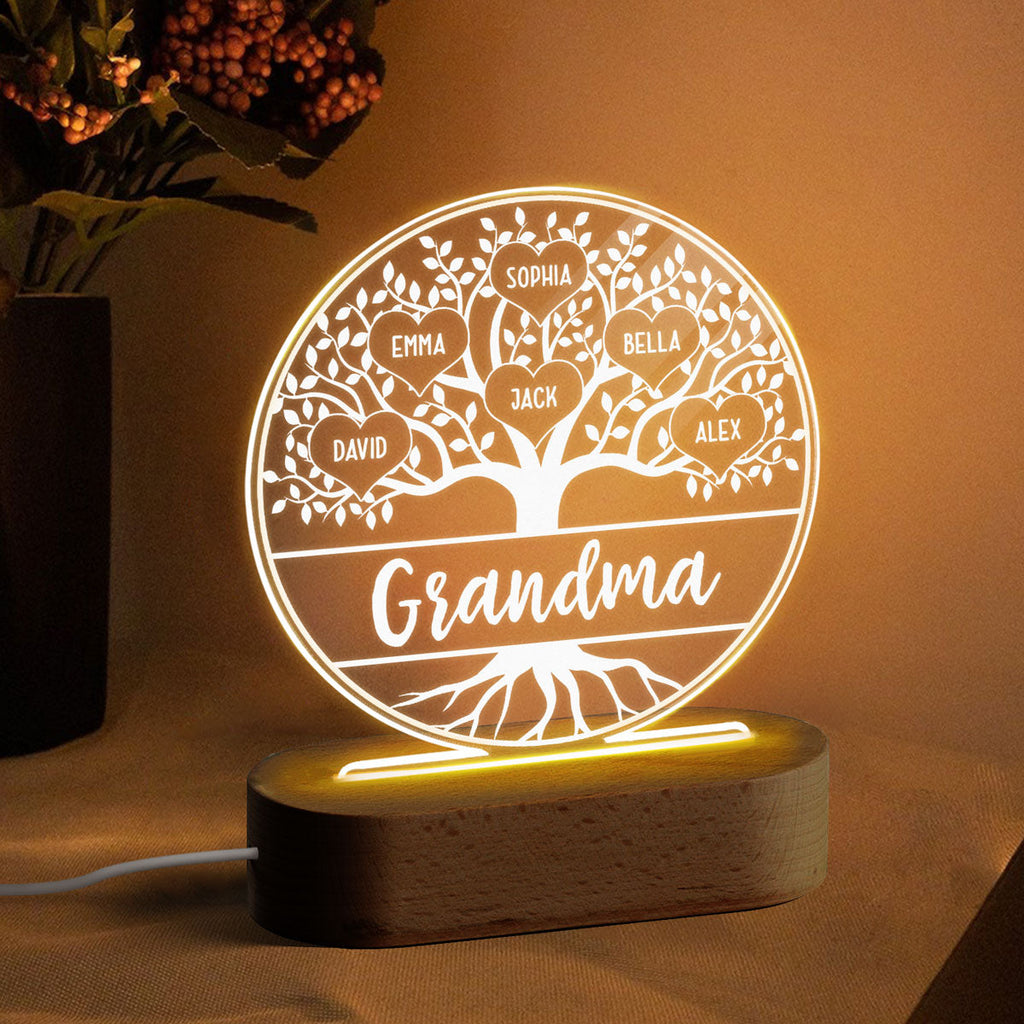 Personalised Family Tree LED Night Light with Names