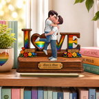 Personalised Layered Wooden Plaque for LGBT Couples - Love Design