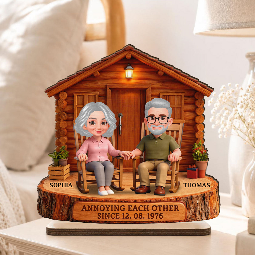 Personalised Anniversary Wooden Plaque - Couple with House Design