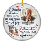 Personalised Memorial Ceramic Christmas Ornament with Photo - Empty Chair Design