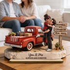 Personalised Couple Wooden Plaque - Couple and Pick‑Up Truck Design