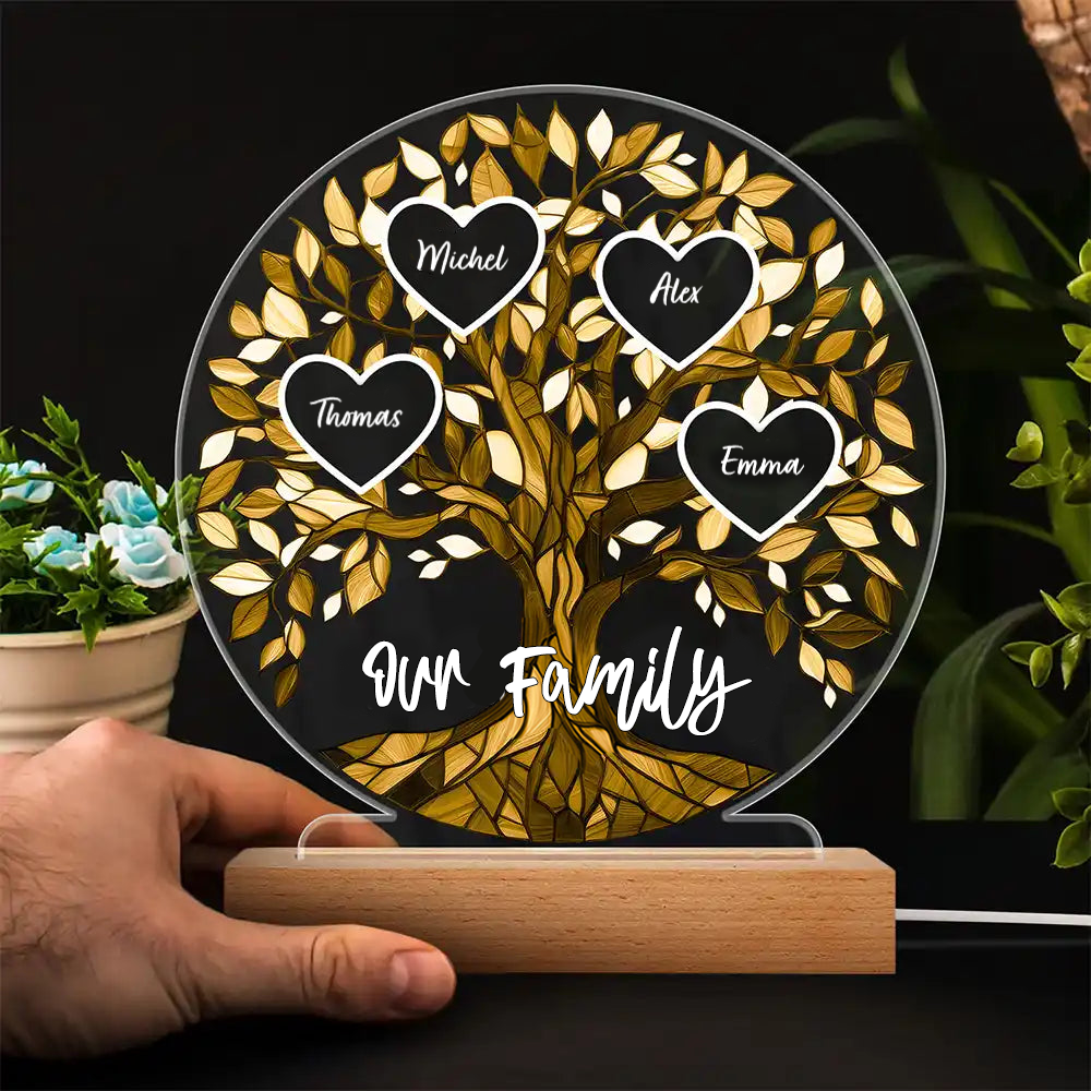 Personalised Night Light with Names - Family Tree Design