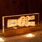 Personalised Dad LED Night Light with Names - Fist Bump Design