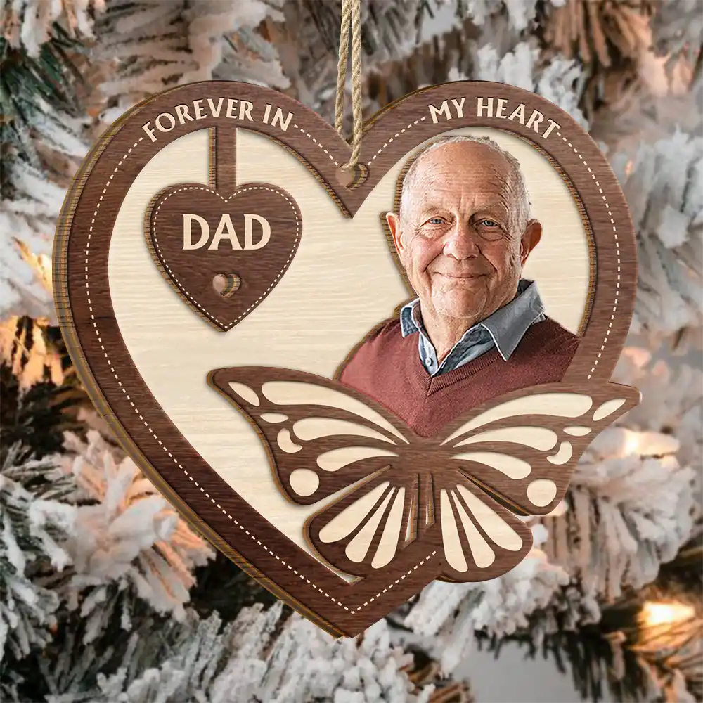 Personalised Memorial Wooden Christmas Ornament with Photo