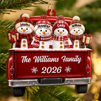 Personalised Family Wooden Christmas Ornament with Names - Snowman Design