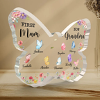Personalised Butterfly Acrylic Plaque with Names - First Mum, Now Grandma