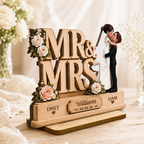 Personalised Wedding Layered Wooden Plaque - Bride & Groom Design